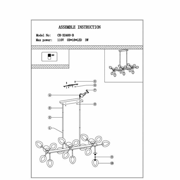 Sonder Rectangular Gold and Black Chandelier - Arialamps