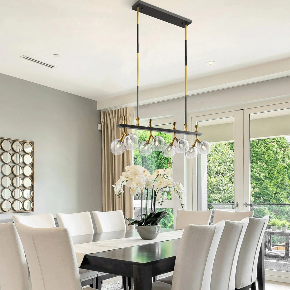 Sonder Rectangular Gold and Black Chandelier - Arialamps