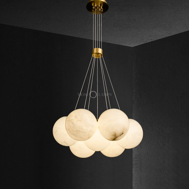 Sophie Modern Alabaster Ball Pendant Light, Dining Room Light Chandelier Kevin Studio Inc