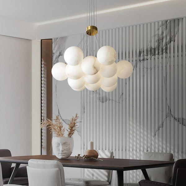 Sophie Modern Alabaster Ball Pendant Light, Dining Room Light Chandelier Kevin Studio Inc 13 Balls