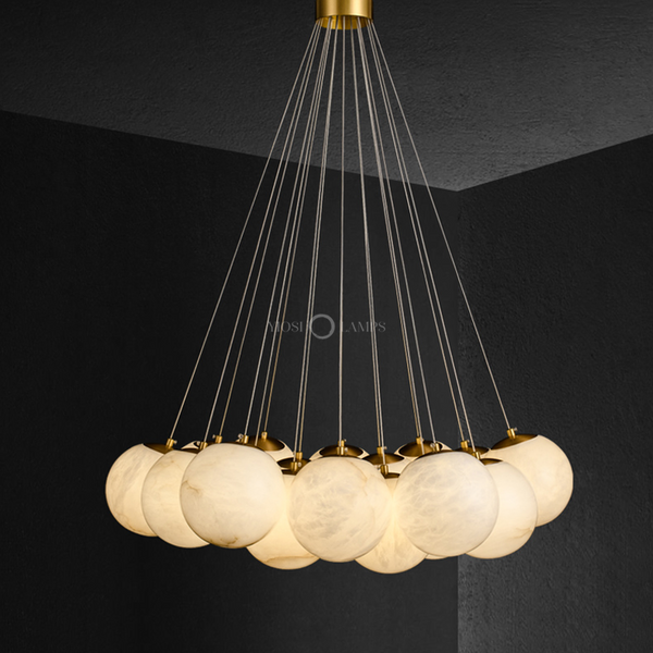 Sophie Modern Alabaster Ball Pendant Light, Dining Room Light Chandelier Kevin Studio Inc 19 Balls