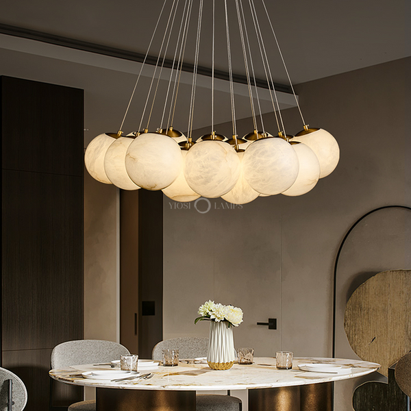 Sophie Modern Alabaster Ball Pendant Light, Dining Room Light Chandelier Kevin Studio Inc