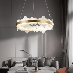 Spain Alabaster Brass Indoor Chandelier Lighting-Arialamps