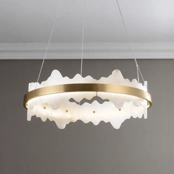 Spain Alabaster Brass Indoor Chandelier Lighting-Arialamps