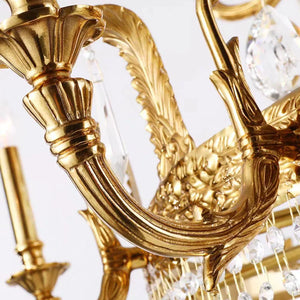 Stunning Oversized Luxury Golden Metal Candle Crystal Tassel Chandelier For High - ceiling - Arialamps