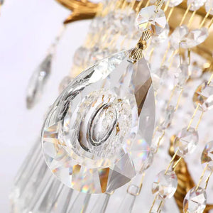 Stunning Oversized Luxury Golden Metal Candle Crystal Tassel Chandelier For High - ceiling - Arialamps