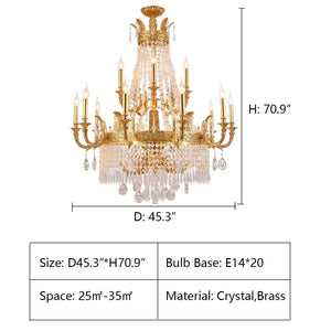Stunning Oversized Luxury Golden Metal Candle Crystal Tassel Chandelier For High - ceiling - Arialamps