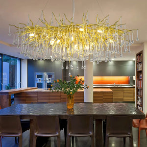 Stunning Tree Branch Crystal Chandelier with Clear Teardrop-shaped for Living/Dining Room-Chandeliers-Arialamps