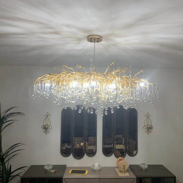 Stunning Tree Branch Crystal Chandelier with Clear Teardrop-shaped for Living/Dining Room-Chandeliers-Arialamps