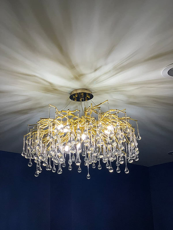 Stunning Tree Branch Crystal Chandelier with Clear Teardrop-shaped for Living/Dining Room-Chandeliers-Arialamps