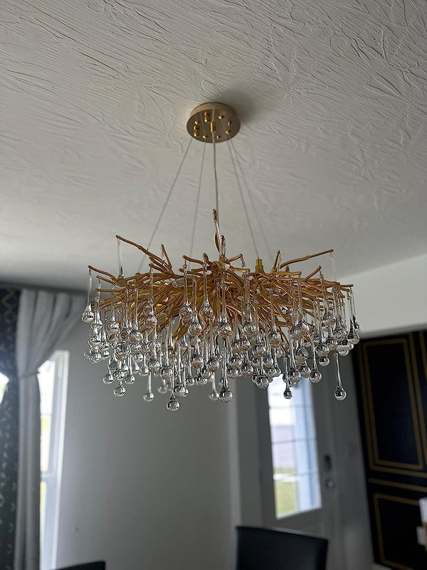 Stunning Tree Branch Crystal Chandelier with Clear Teardrop-shaped for Living/Dining Room-Chandeliers-Arialamps