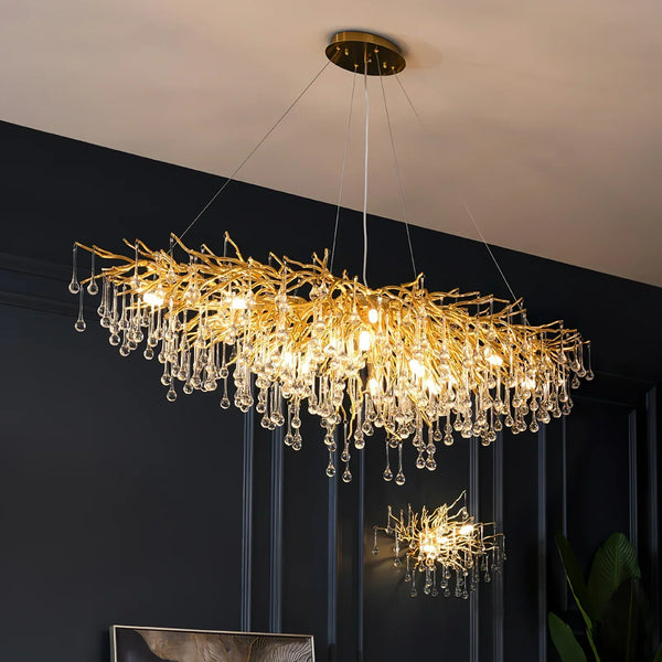 Stunning Tree Branch Crystal Chandelier with Clear Teardrop-shaped for Living/Dining Room-Chandeliers-Arialamps