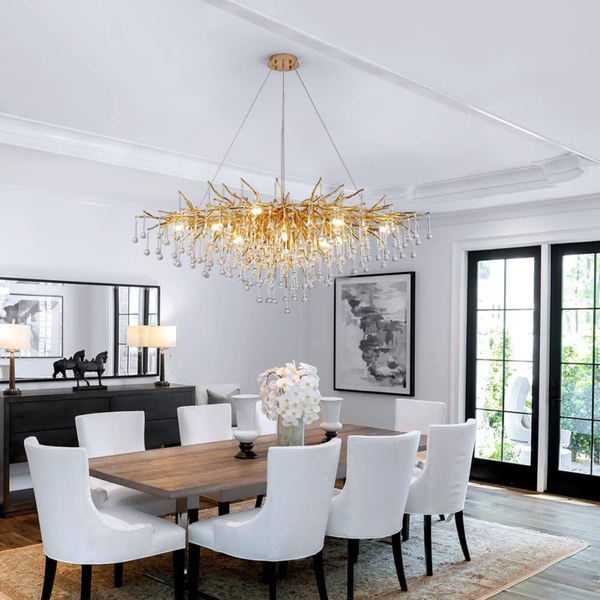 Stunning Tree Branch Crystal Chandelier with Clear Teardrop-shaped for Living/Dining Room-Chandeliers-Arialamps