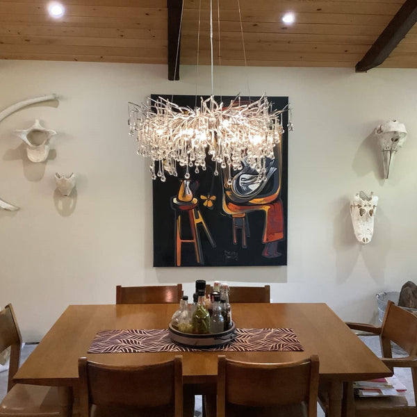 Stunning Tree Branch Crystal Chandelier with Clear Teardrop-shaped for Living/Dining Room-Chandeliers-Round D25.6”*H15.8”/8 Lights-Chrome-Warm Light-Arialamps