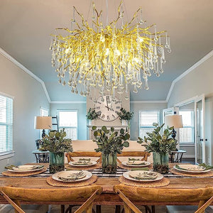 Stunning Tree Branch Crystal Chandelier with Clear Teardrop-shaped for Living/Dining Room-Chandeliers-Arialamps
