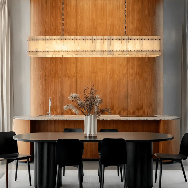 Sun Marco Alabaster Linear Chandelier 54" 72" - Arialamps