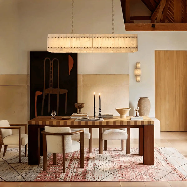 Sun Marco Alabaster Linear Chandelier 54" 72" - Arialamps