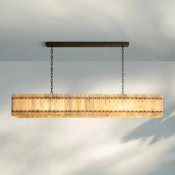 Sun Marco Alabaster Linear Chandelier 54" 72" - Arialamps