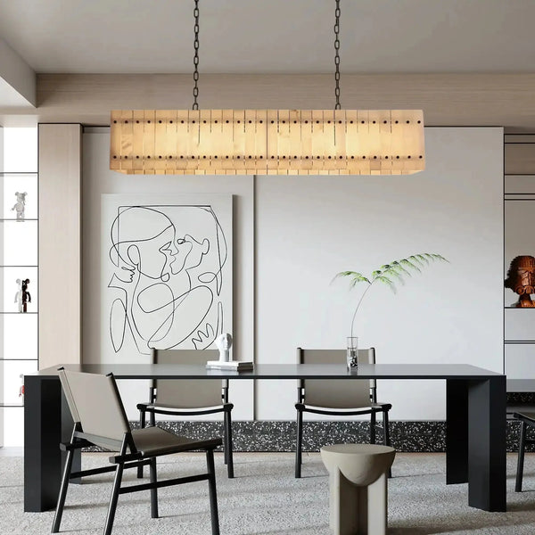 Sun Marco Alabaster Linear Chandelier 54" 72" - Arialamps