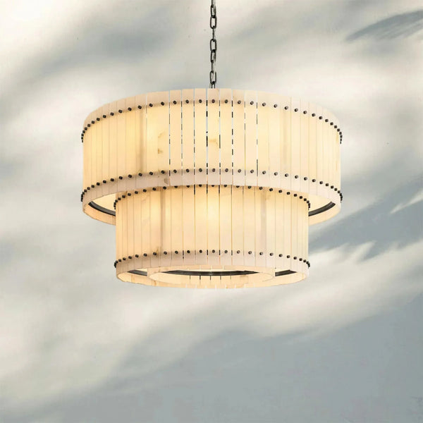 Sun Marco Alabaster Round Tiered Chandelier-