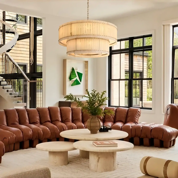 Sun Marco Alabaster Round Tiered Chandelier-48"-Brass-Arialamps