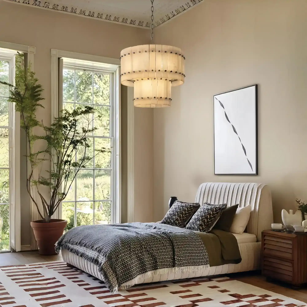 Sun Marco Alabaster Round Tiered Chandelier-Arialamps