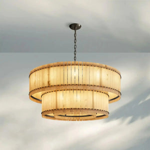 Sun Marco Alabaster Round Tiered Chandelier-60"-Bronze-