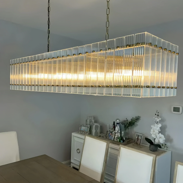 Sun Marco Modern Glass Rectangular Chandelier-