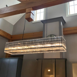 Sun Marco Modern Glass Rectangular Chandelier-