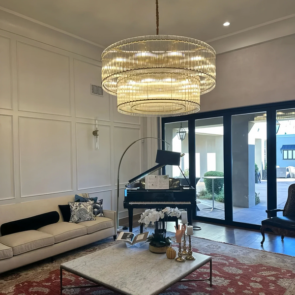 Sun Marco Modern Tierd Glass Round Chandelier-