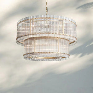 Sun Marco Modern Tierd Glass Round Chandelier-2-Tier Round 48"-Lacquered Brass-