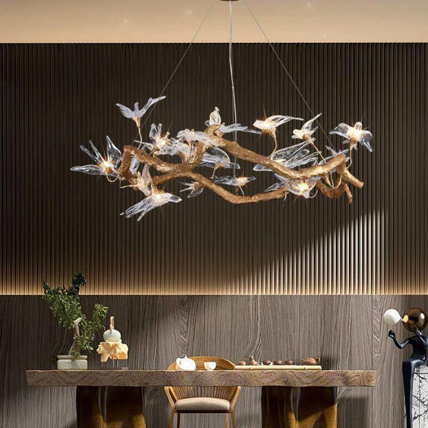 Swallow Branch Chandelier-chandeliers for dining room,chandeliers for stairways,chandeliers for foyer,chandeliers for bedrooms,chandeliers for kitchen,chandeliers for living room-Size: Dia 33.4″(85cm) x H 13.7″(35cm)-Warm Light-Arialamps