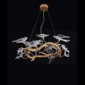 Swallow Glass Tree Branch Round Chandelier-chandeliers for dining room,chandeliers for stairways,chandeliers for foyer,chandeliers for bedrooms,chandeliers for kitchen,chandeliers for living room-Arialamps