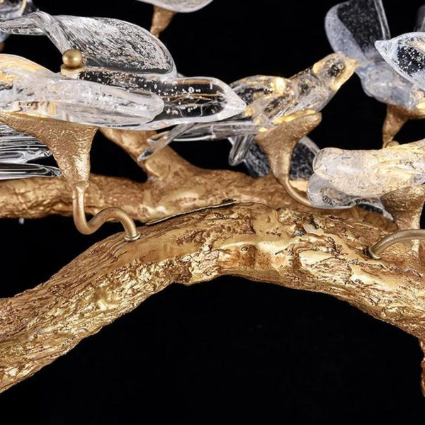 Swallow Glass Tree Branch Round Chandelier-chandeliers for dining room,chandeliers for stairways,chandeliers for foyer,chandeliers for bedrooms,chandeliers for kitchen,chandeliers for living room-Arialamps