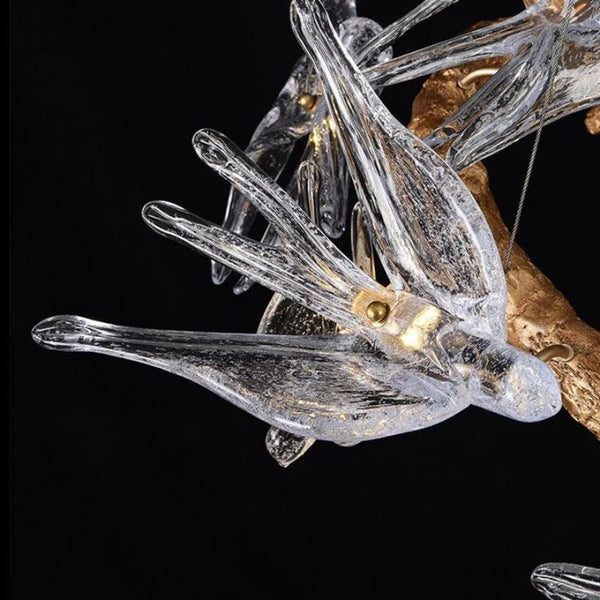 Swallow Glass Tree Branch Round Chandelier-chandeliers for dining room,chandeliers for stairways,chandeliers for foyer,chandeliers for bedrooms,chandeliers for kitchen,chandeliers for living room-Arialamps