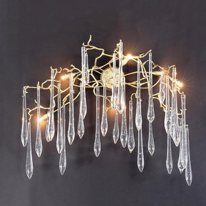 Teardrop Crystal Branch Brass Wall Sconce-W45" X D24" X H80"-Arialamps