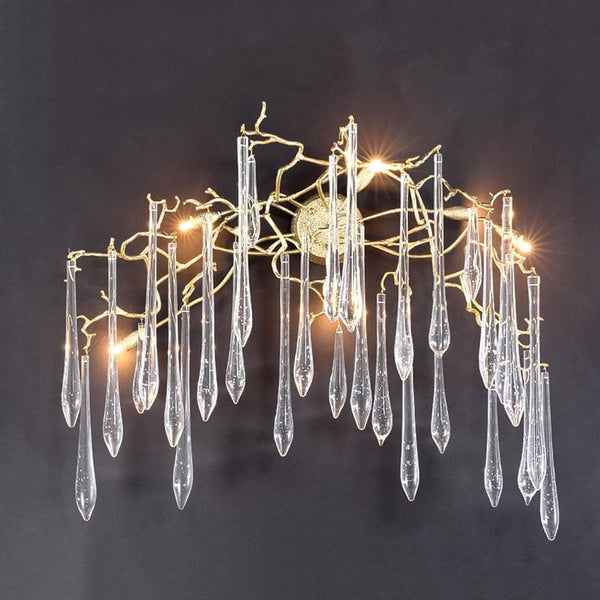 Teardrop Crystal Branch Brass Wall Sconce-W45" X D24" X H80"-Arialamps