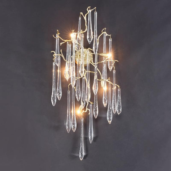 Teardrop Crystal Branch Brass Wall Sconce-W18" X D18" X H47"-Arialamps