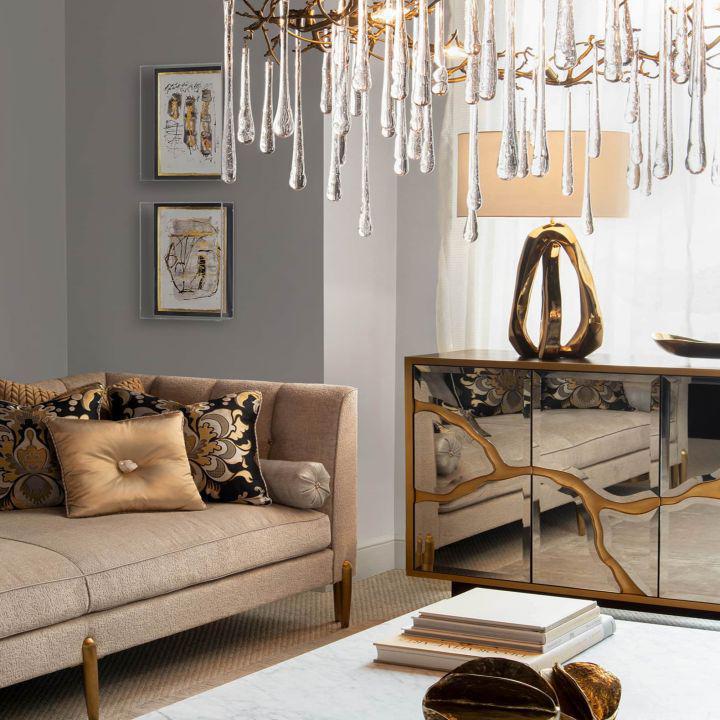 Teardrop Round Chandelier-chandeliers for dining room,chandeliers for stairways,chandeliers for foyer,chandeliers for bedrooms,chandeliers for kitchen,chandeliers for living room-Lacquered Burnished Brass-Arialamps