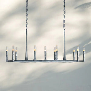 Thaddaus Hand-Forged Rectangle Chandelier 54'' 72''-54''-Pewter-
