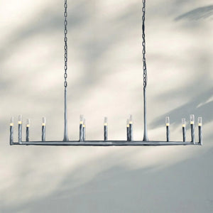 Thaddaus Hand-Forged Rectangle Chandelier 54'' 72''-72''-Pewter-
