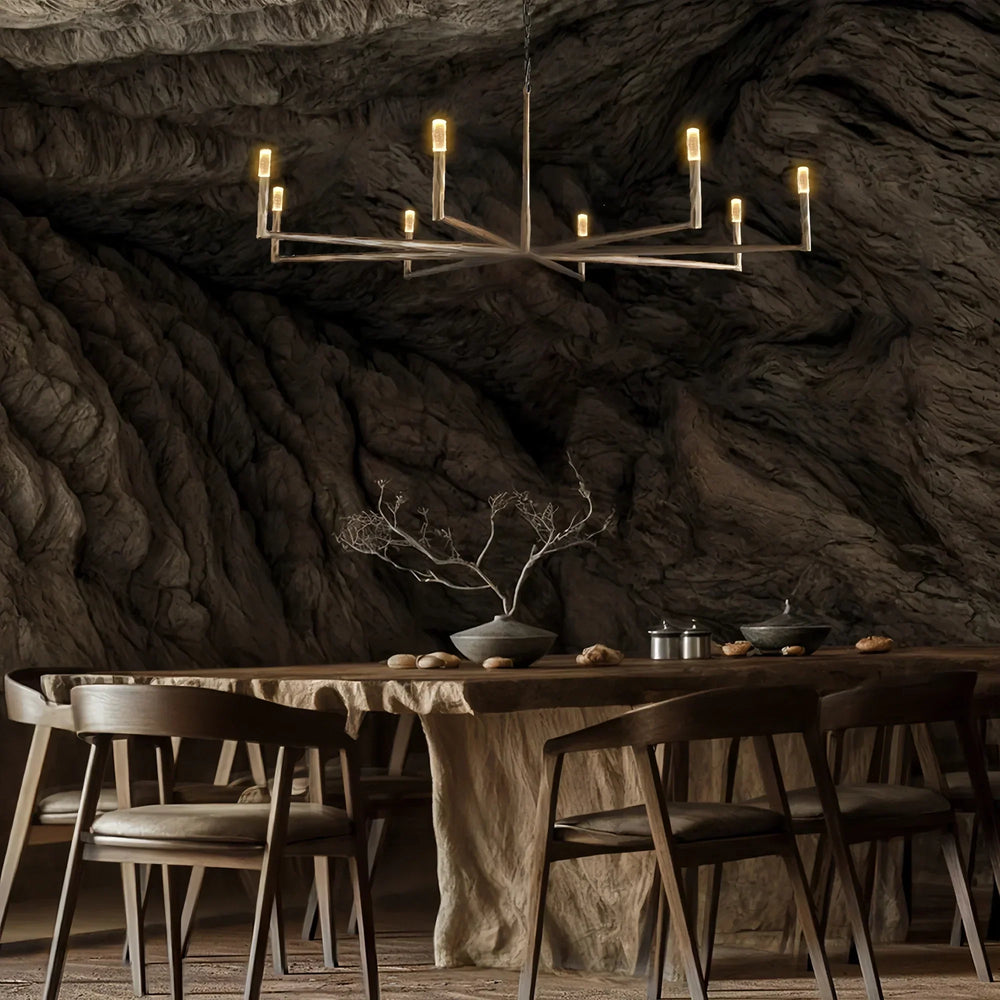 Thaddaus Hand-Forged Round Chandelier Stylish Hanging Light for Dining Area-36''-Brass-