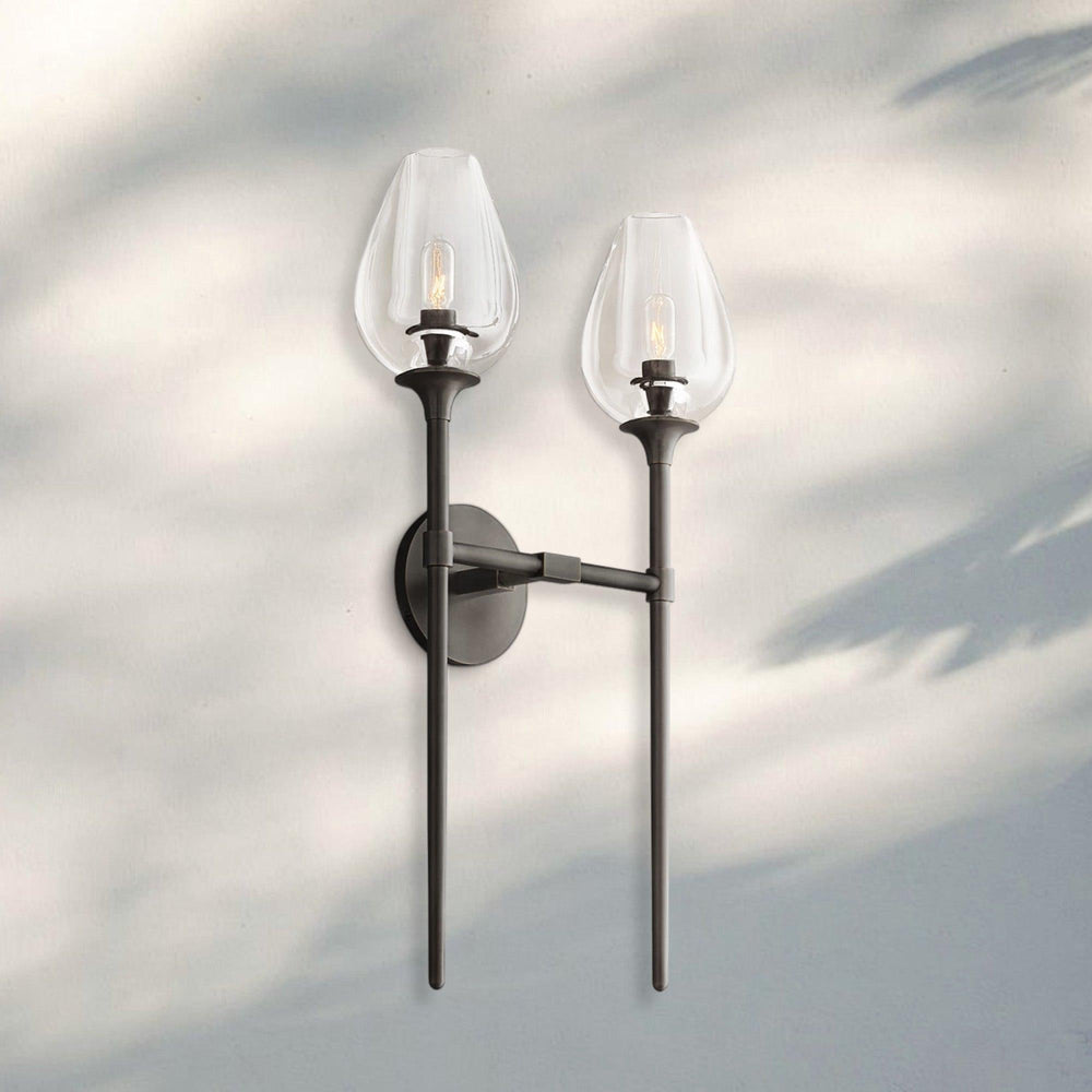 Tuilpl Double Wall Sconce 24”H-Brass-
