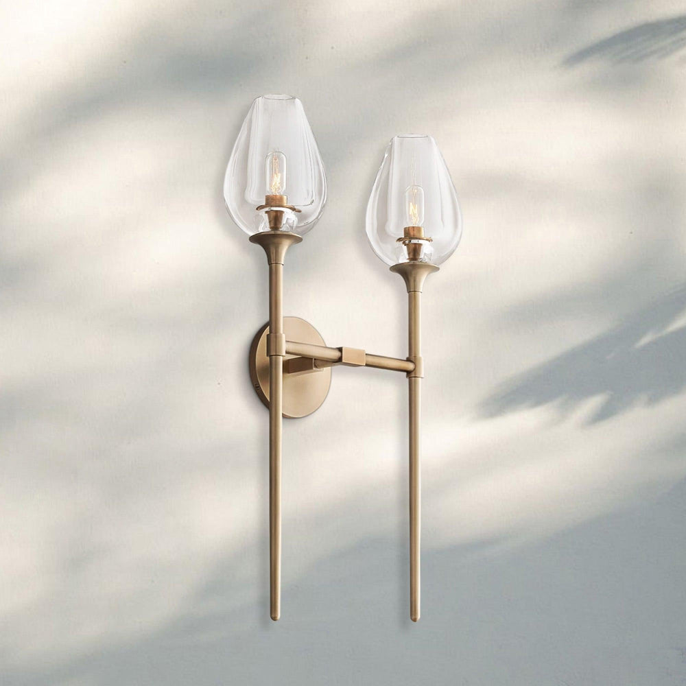 Tuilpl Double Wall Sconce 24”H-Brass-