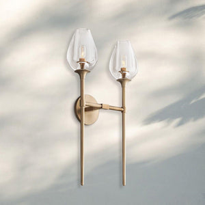 Tuilpl Double Wall Sconce 24”H-Brass-