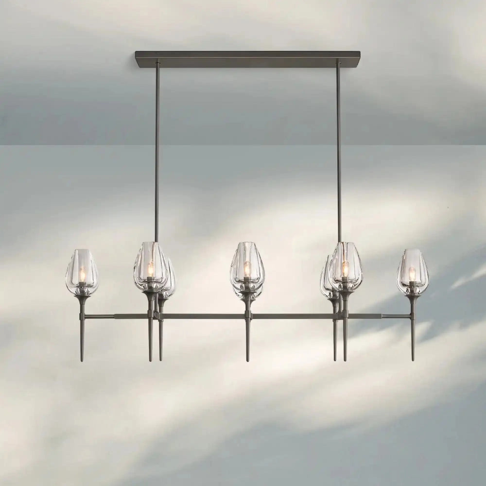 Tuilpl Linear Chandelier 52'' 65''-52''-Natural Brass-