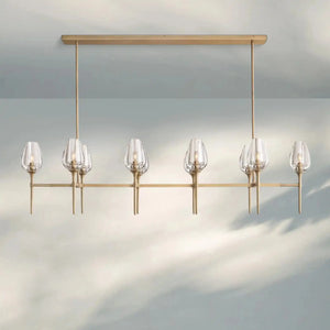 Tuilpl Linear Chandelier 52'' 65''-65''-Natural Brass-