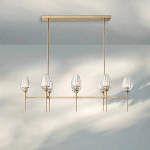 Tuilpl Linear Chandelier 52'' 65''-52''-Natural Brass-