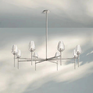 Tuilpl Round Chandelier 27‘’ 42‘’ 54‘’-54''-Satin Nickel-