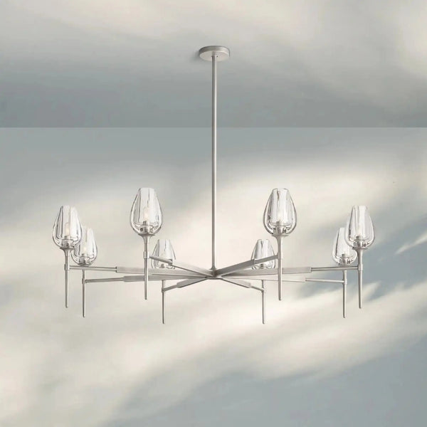 Tuilpl Round Chandelier 27‘’ 42‘’ 54‘’-54''-Satin Nickel-